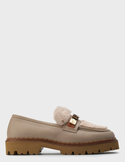 женские бежевые кожаные Лоферы Marino Fabiani 1096_beige - фото-5