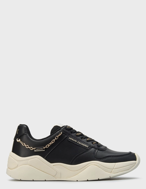 женские черные кожаные Кроссовки Armani Exchange XW001617-AF17443-MC005_black - фото-5