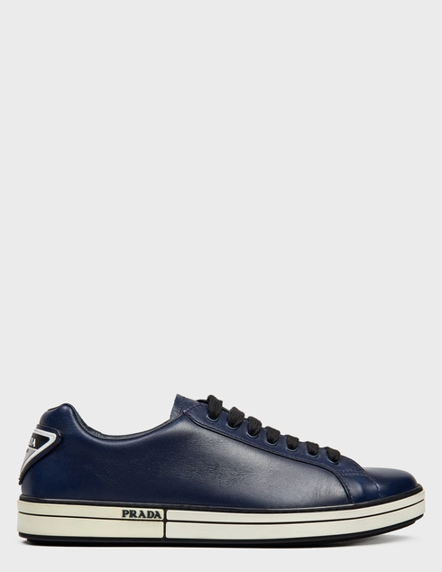 мужские синие кожаные Кеды Prada 4E3314-Dark-Blue - фото-5