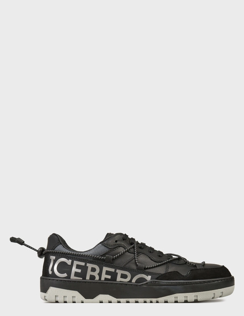 мужские черные кожаные Кеды Iceberg 1540-R-STR_black - фото-5