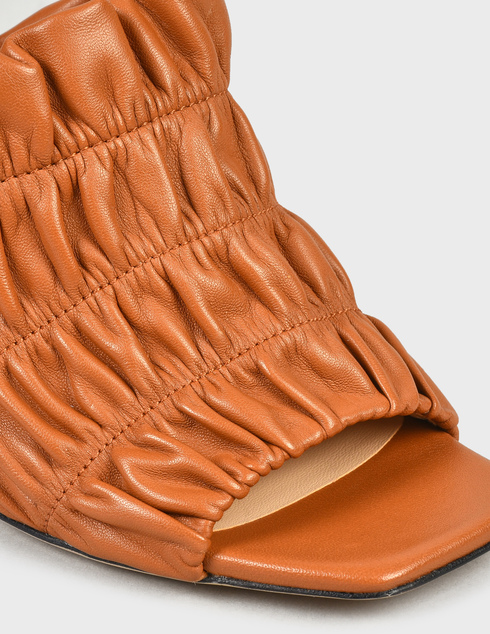 женские коричневые кожаные Шлепанцы Pinko 1H20TT-Y71M-L39-brown - фото-5
