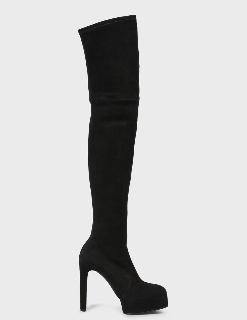 женские черные замшевые Ботфорты Casadei S1T982T1201T00059000-black - фото-5