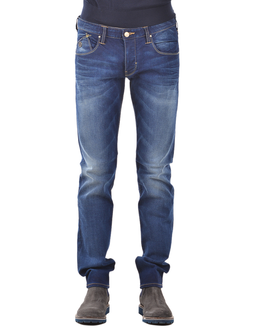 His jeans blue