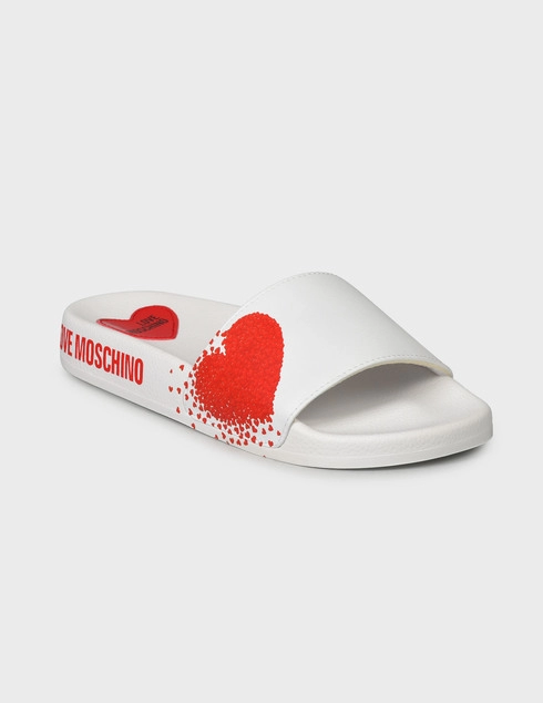 белые Шлепанцы Love Moschino 28012_whitered