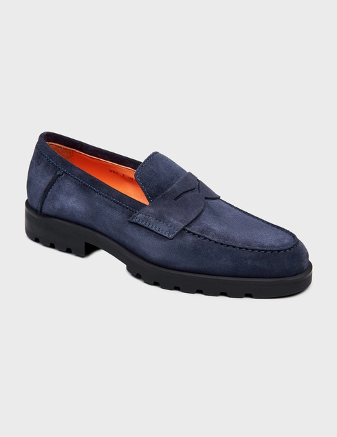 синие Лоферы Santoni 18610_blue