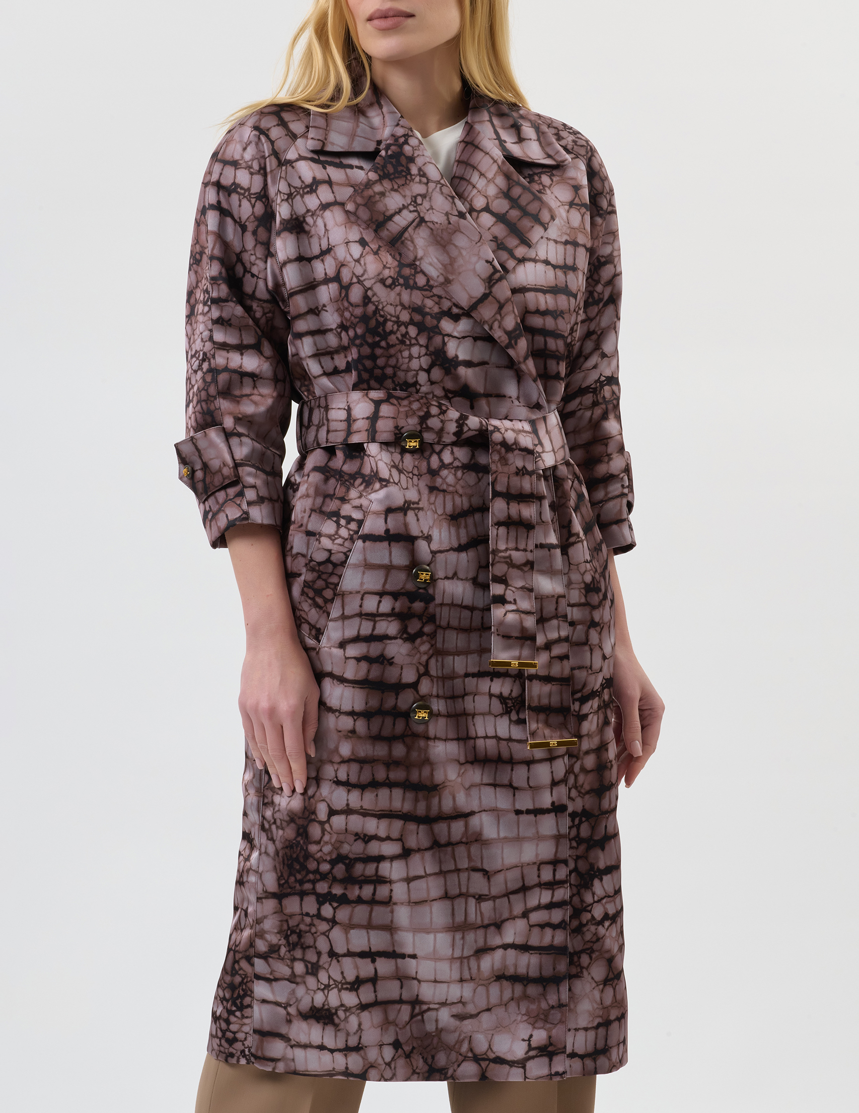 

Плащ, Многоцветный;принт;коричневый