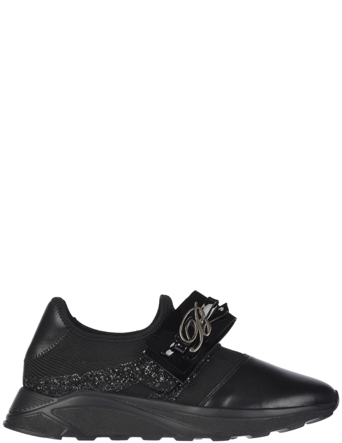 женские черные кожаные Кроссовки Blumarine 5307D_black - фото-5