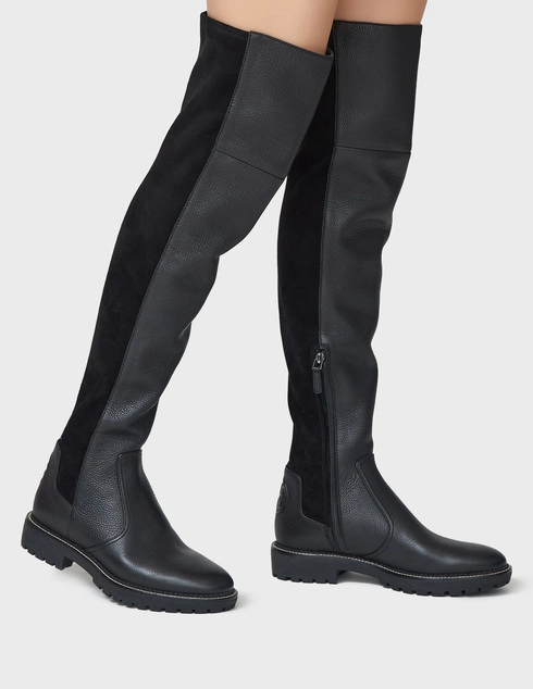 женские черные кожаные Ботфорты Tory Burch 74194-BLACK - фото-5