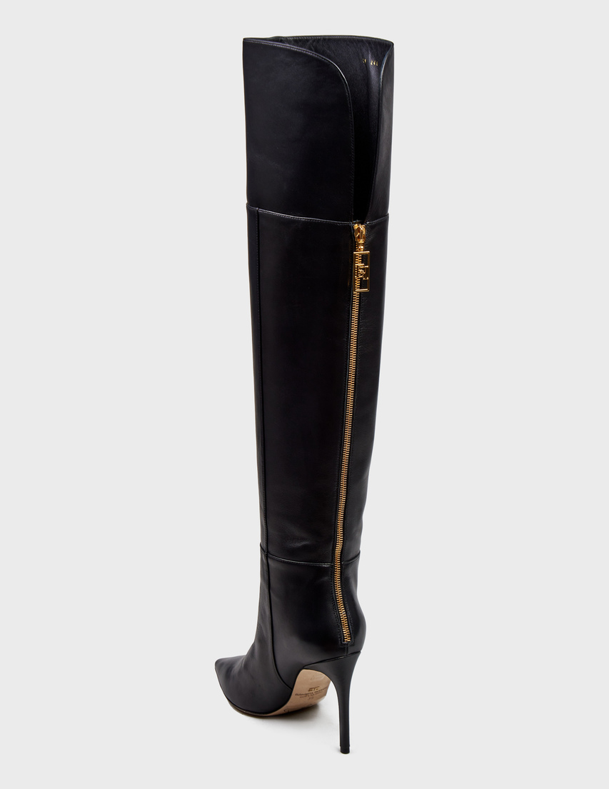 женские черные Ботфорты Elisabetta Franchi SA-08L-46E2-V960-110 - фото-2