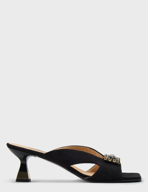 женские черные замшевые Шлепанцы Marino Fabiani 8128_black - фото-5