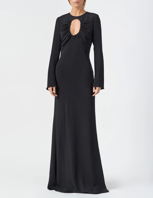 Cushnie Cush-318303G-42-BLACK-4PLY-SILK-CREPE-maxi-black фото-4