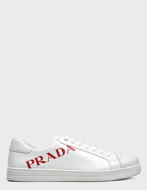 мужские белые кожаные Кеды Prada 4E3543_white - фото-5