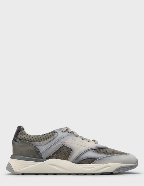 мужские серые кожаные Кроссовки Santoni 22112_gray - фото-5