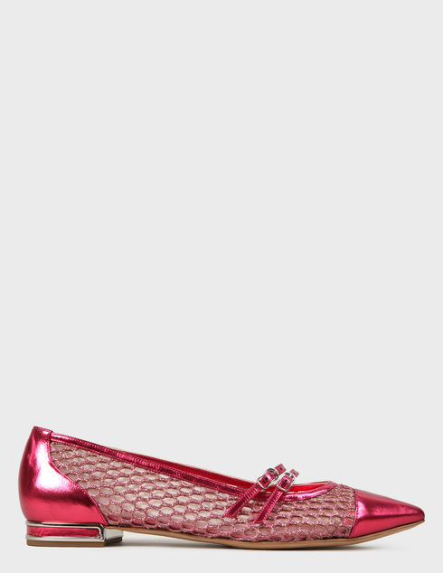 женские розовые текстильные Балетки Casadei 489-red - фото-5