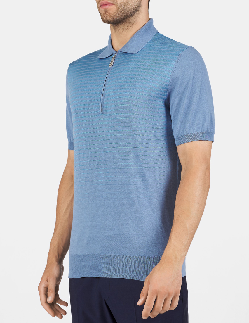 Massimo Sforza  POLO-ZIP-RIGHE_blue фото-2