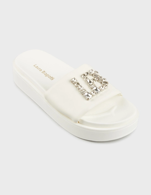 белые Шлепанцы Laura Biagiotti 9074-strass_white