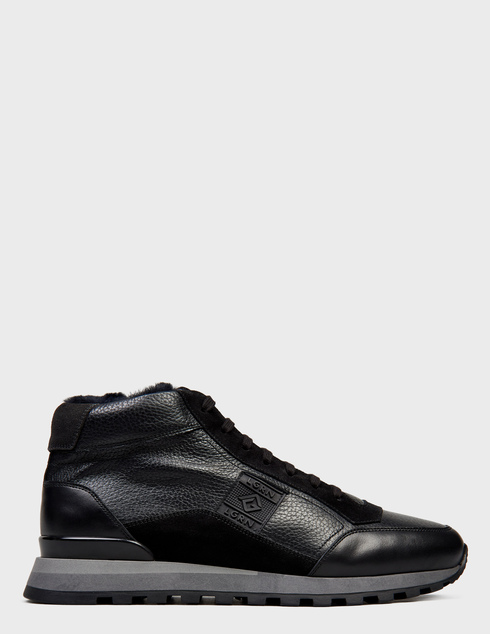 мужские черные кожаные Кроссовки Luca Guerrini 12218_black - фото-5