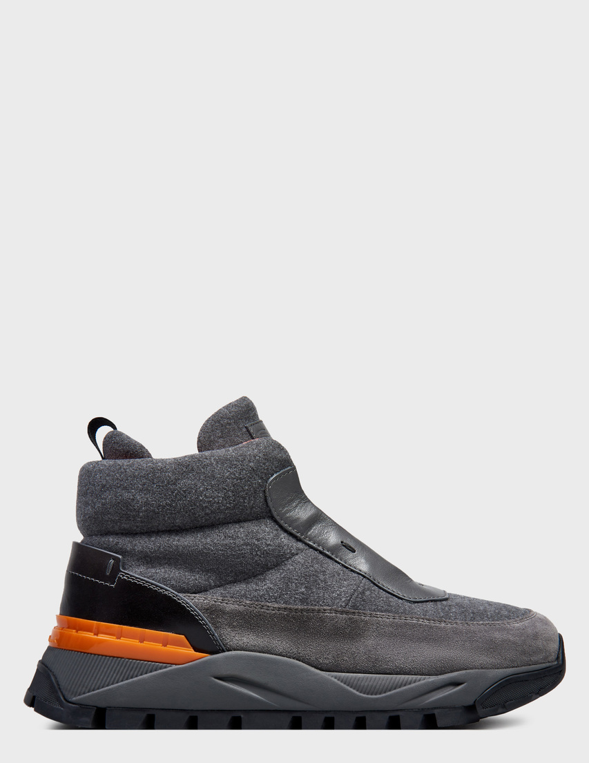 мужские серые текстильные Кроссовки Santoni 21744_gray - фото-5