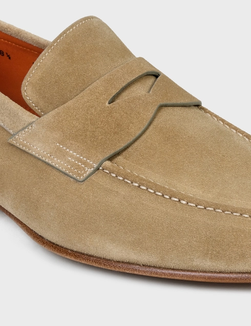 мужские бежевые замшевые Лоферы Santoni SMCNC17511LA3ESVUE40-beige - фото-5