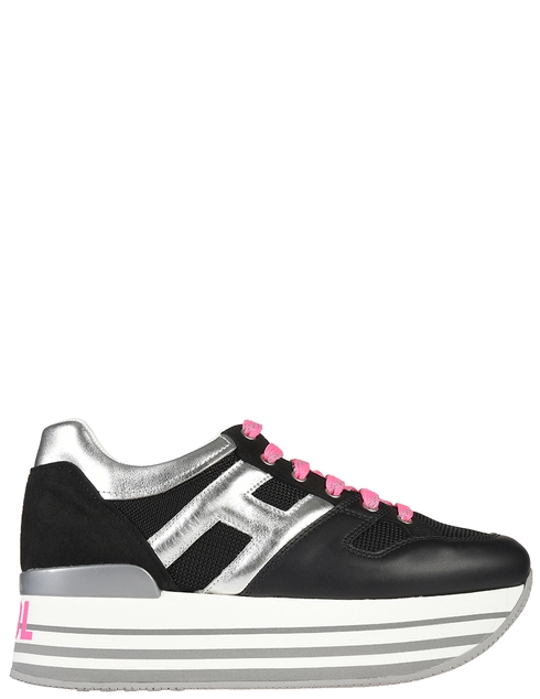 женские черные текстильные Кроссовки Hogan SHXW4250U352KKM0353_black - фото-5
