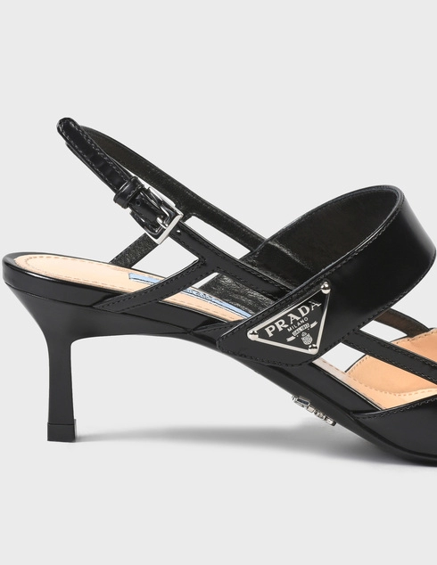 женские черные кожаные Босоножки Prada 9009-black - фото-5