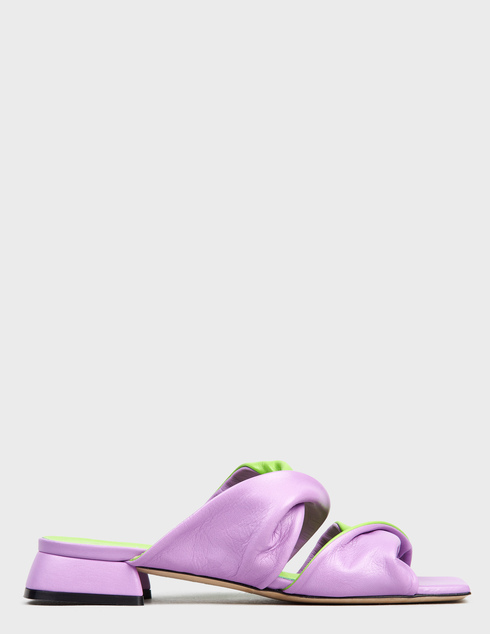 женские фиолетовые кожаные Шлепанцы Evaluna G129_purple - фото-5