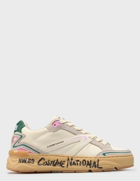 женские многоцветные кожаные Кеды Costume National 31209-panna-mix-logo_multi - фото-5