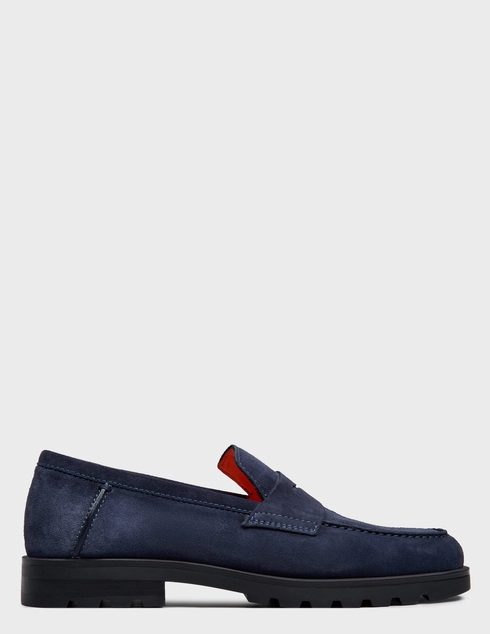 мужские синие замшевые Лоферы Santoni 18610_blue - фото-5