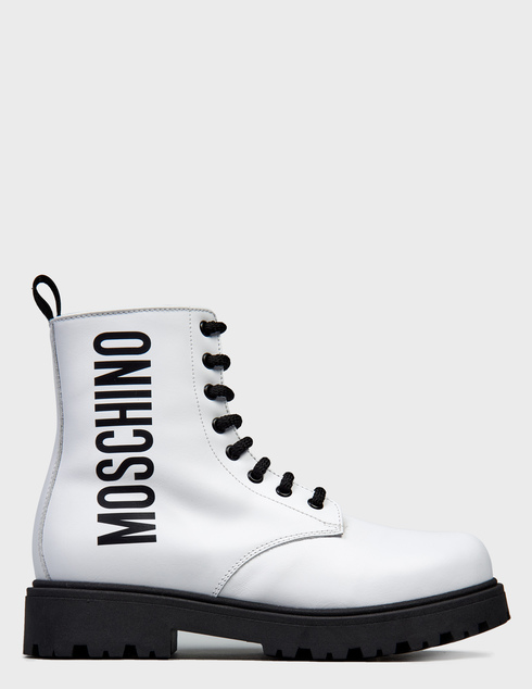 женские белые кожаные Ботинки Moschino 76056_white - фото-5