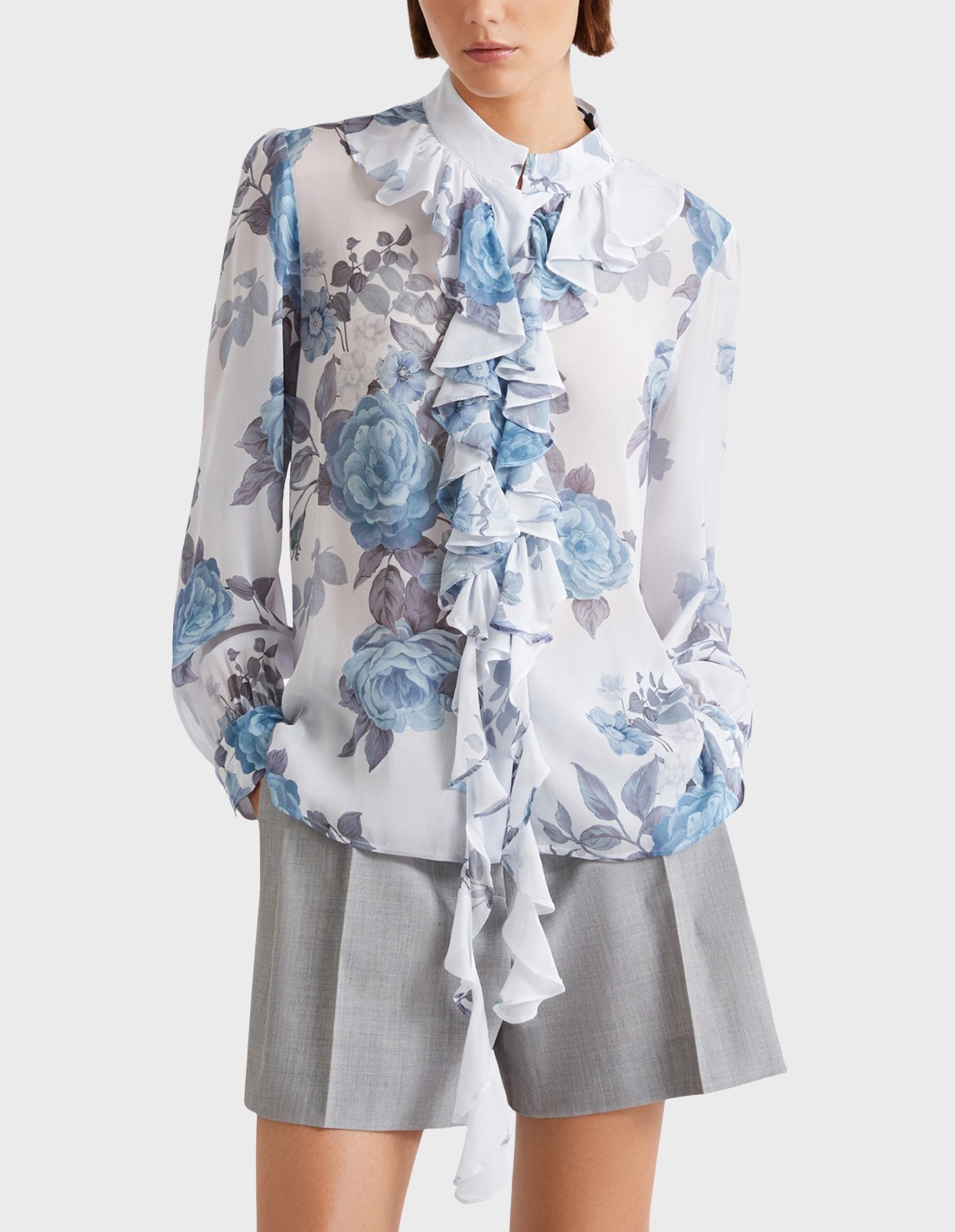 

Блуза, Голубой;многоцветный