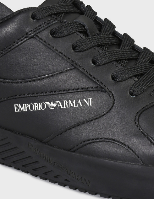 мужские черные кожаные Кеды Emporio Armani AGR-558-002-black - фото-5