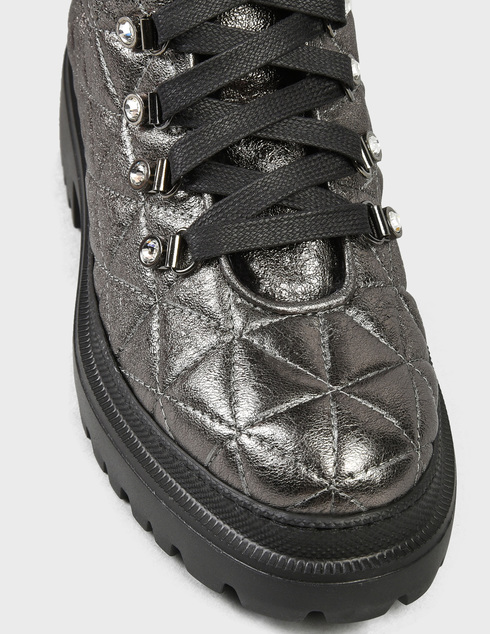 женские серебряные кожаные Ботинки Stokton BLK-17-silver - фото-5