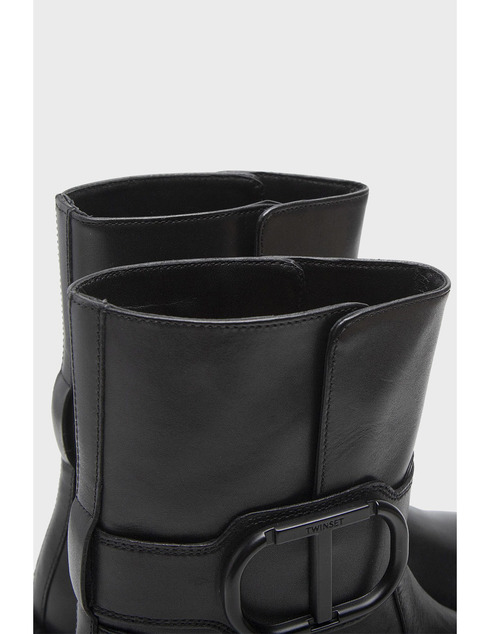 женские черные кожаные Ботинки Twinset 222TCP152 - фото-5