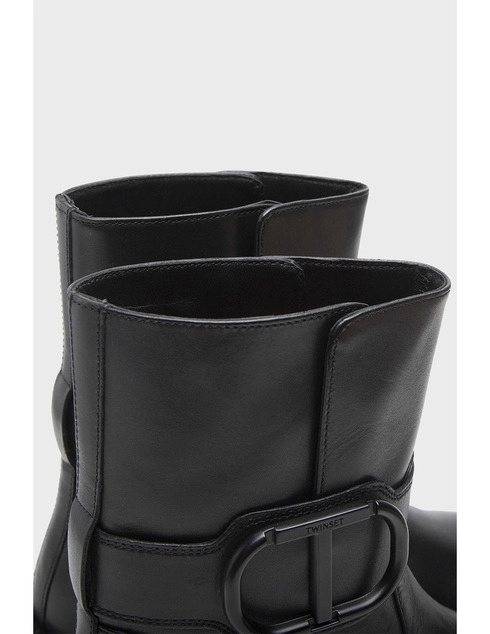 женские черные кожаные Ботинки Twin-Set 222TCP152 - фото-5