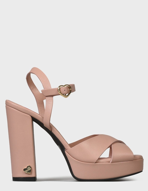 женские розовые кожаные Босоножки Love Moschino 1627_pink - фото-5