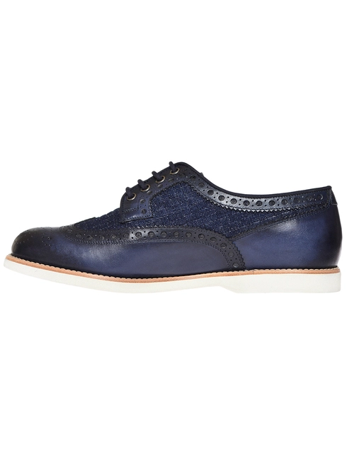 мужские синие Броги Santoni S12896-LEATHER - фото-2