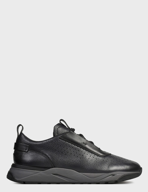 мужские черные Кроссовки Santoni 21611-black - фото-6