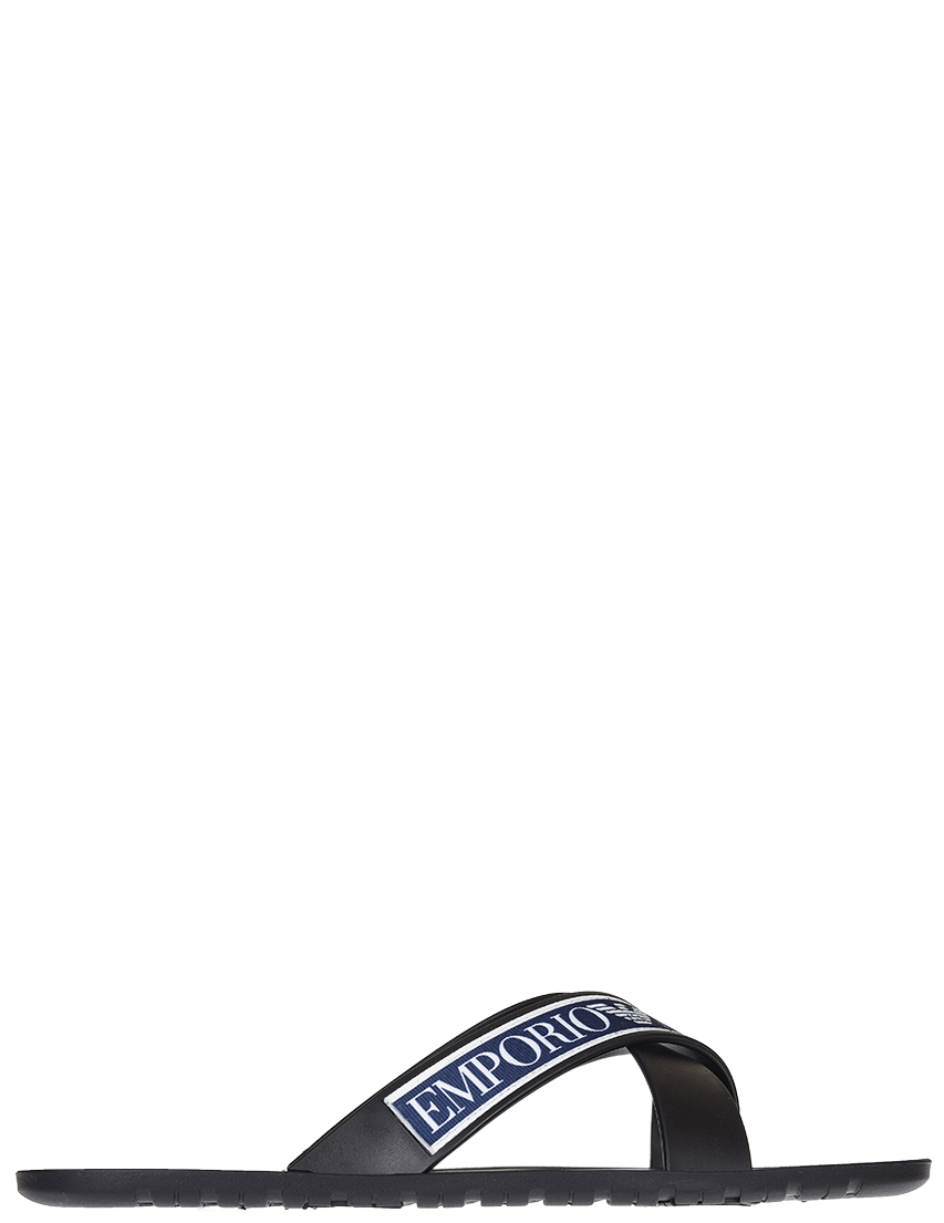 Мужские шлепанцы Emporio Armani 079-SIL-logo_blue