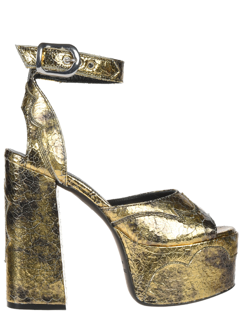 женские золотые кожаные Босоножки McQ 463342-7048_gold - фото-5