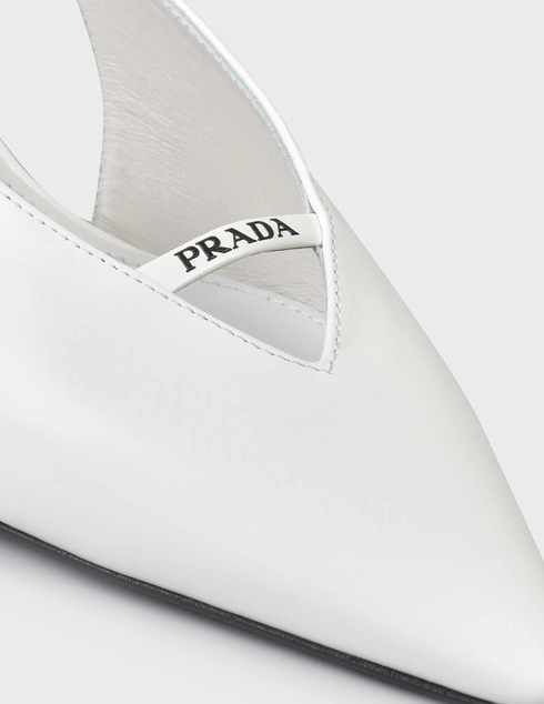 женские белые кожаные Босоножки Prada 9002-white - фото-5