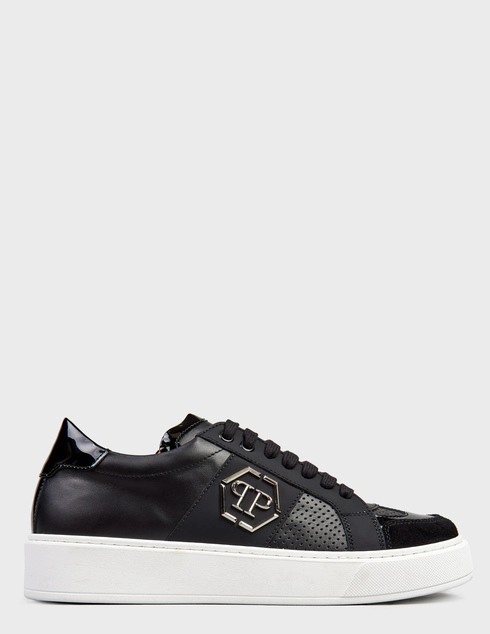 женские черные кожаные Кеды Philipp Plein 77993_balck - фото-5