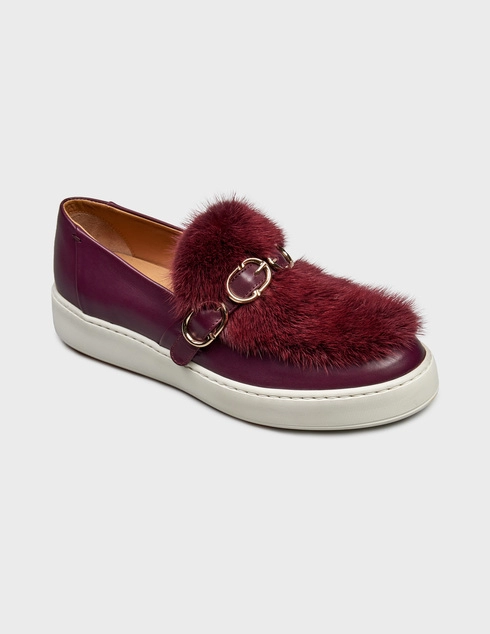 бордовые Слипоны Santoni Sant-WBCE60269BA6ERUTB50_bordo