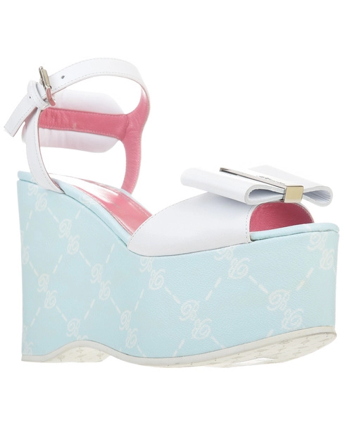белые Босоножки Blumarine 4382-К-blu-logo_white