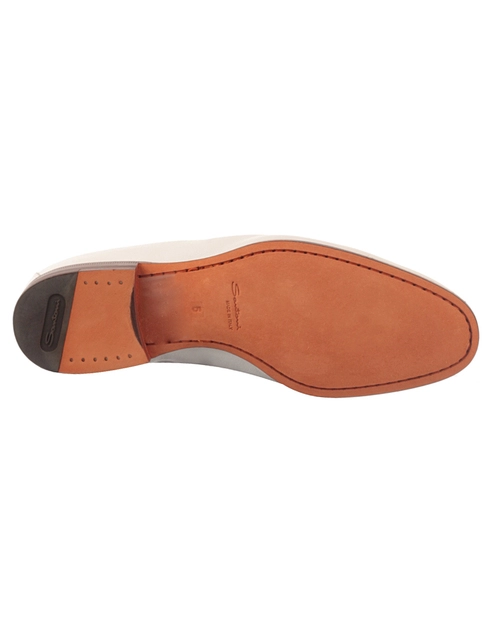 мужские белые кожаные Туфли Santoni S13909 - фото-5