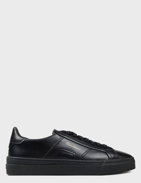 мужские черные кожаные Кеды Santoni 21779_black - фото-5