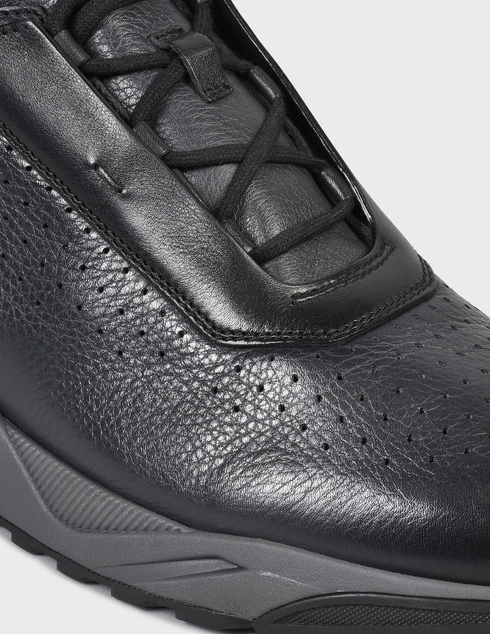 мужские черные кожаные Кроссовки Santoni 21611-black - фото-5