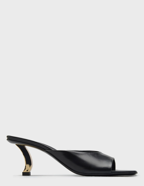 женские черные кожаные Шлепанцы Vittorio Virgili 636001_black - фото-5