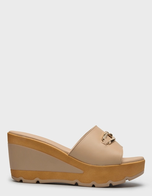женские бежевые кожаные Шлепанцы Nila & Nila 3635_beige - фото-5