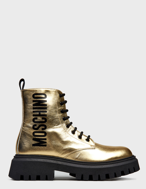 женские золотые кожаные Ботинки Moschino 76035-K-gold - фото-5