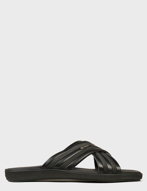 мужские черные кожаные Шлепанцы Luca Guerrini 11941-K_black - фото-5